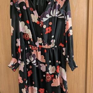 Floral Black and Red Women's Dress